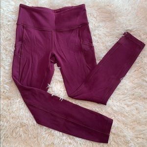 Ivivva Girls Purple leggings w/ pockets Sz 7